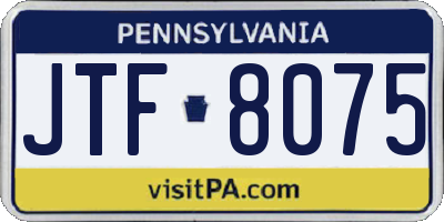 PA license plate JTF8075
