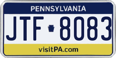 PA license plate JTF8083
