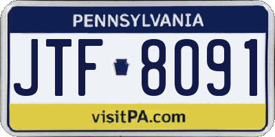 PA license plate JTF8091
