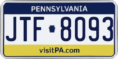 PA license plate JTF8093