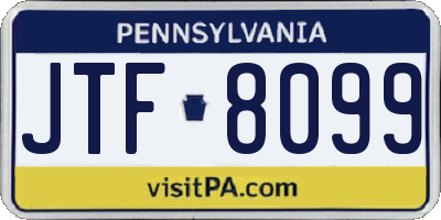 PA license plate JTF8099