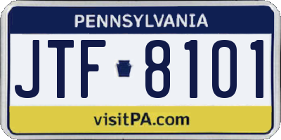 PA license plate JTF8101