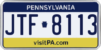 PA license plate JTF8113