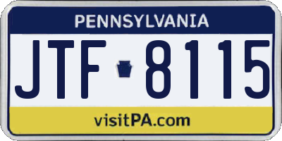 PA license plate JTF8115