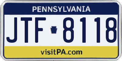 PA license plate JTF8118