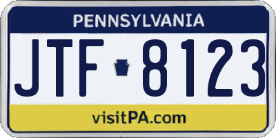 PA license plate JTF8123