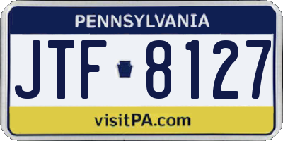 PA license plate JTF8127