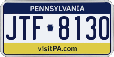 PA license plate JTF8130