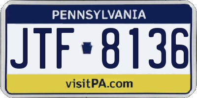 PA license plate JTF8136
