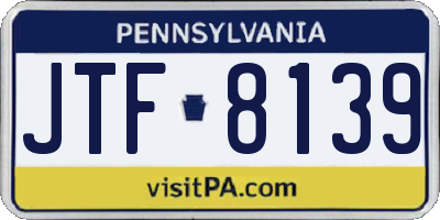 PA license plate JTF8139