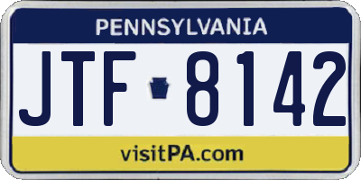 PA license plate JTF8142