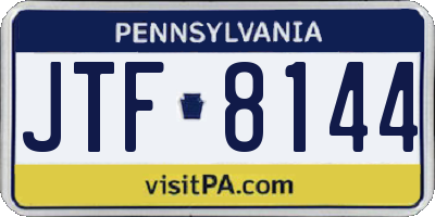 PA license plate JTF8144