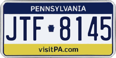 PA license plate JTF8145
