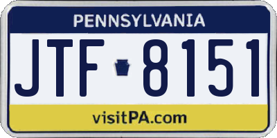 PA license plate JTF8151