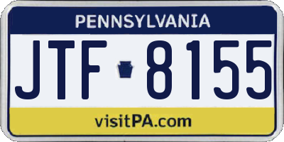 PA license plate JTF8155