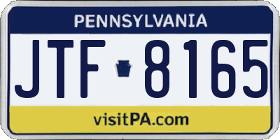 PA license plate JTF8165