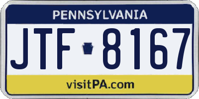 PA license plate JTF8167