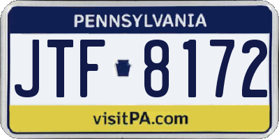 PA license plate JTF8172