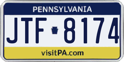 PA license plate JTF8174
