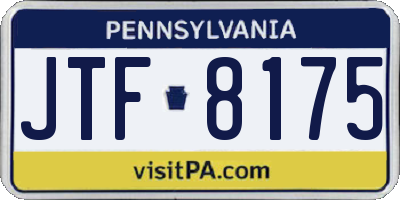 PA license plate JTF8175