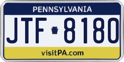 PA license plate JTF8180