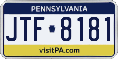 PA license plate JTF8181