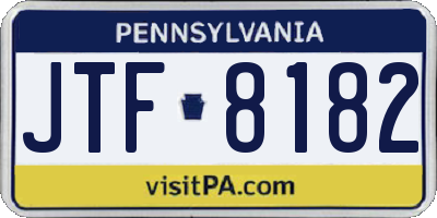 PA license plate JTF8182