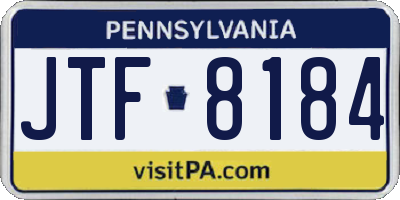 PA license plate JTF8184