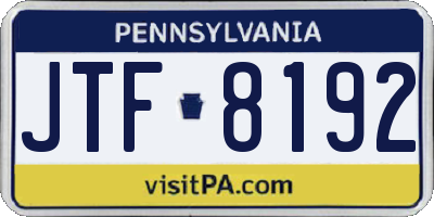 PA license plate JTF8192