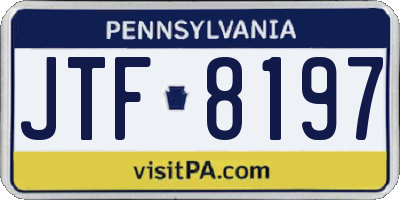 PA license plate JTF8197