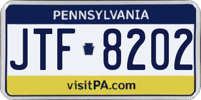 PA license plate JTF8202