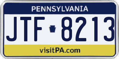 PA license plate JTF8213