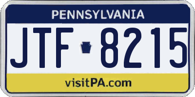 PA license plate JTF8215
