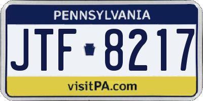 PA license plate JTF8217