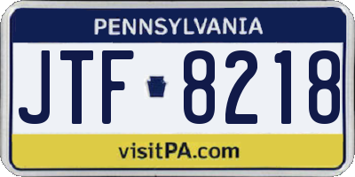 PA license plate JTF8218