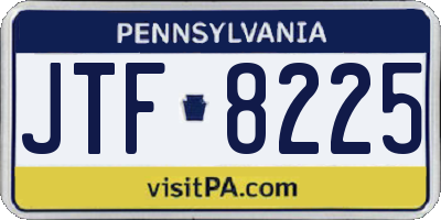 PA license plate JTF8225