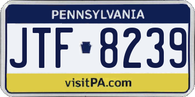 PA license plate JTF8239