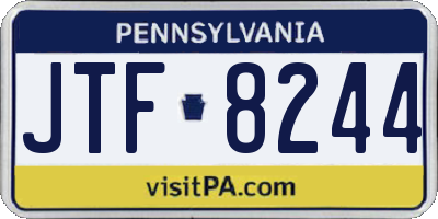 PA license plate JTF8244