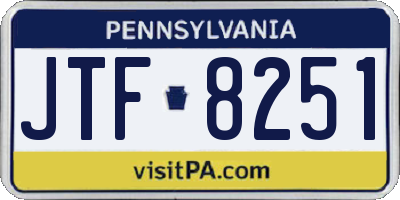 PA license plate JTF8251