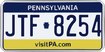 PA license plate JTF8254