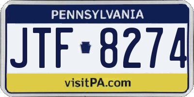 PA license plate JTF8274