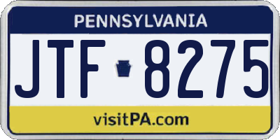 PA license plate JTF8275