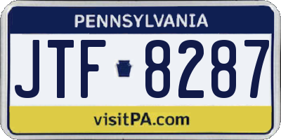 PA license plate JTF8287