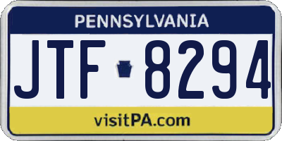 PA license plate JTF8294