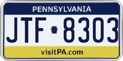 PA license plate JTF8303