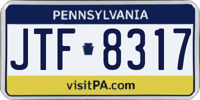 PA license plate JTF8317