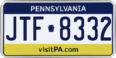 PA license plate JTF8332