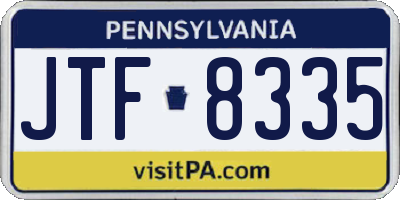 PA license plate JTF8335