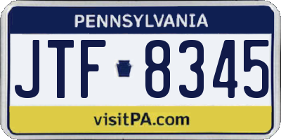 PA license plate JTF8345