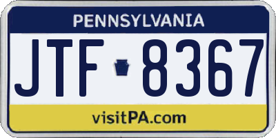 PA license plate JTF8367